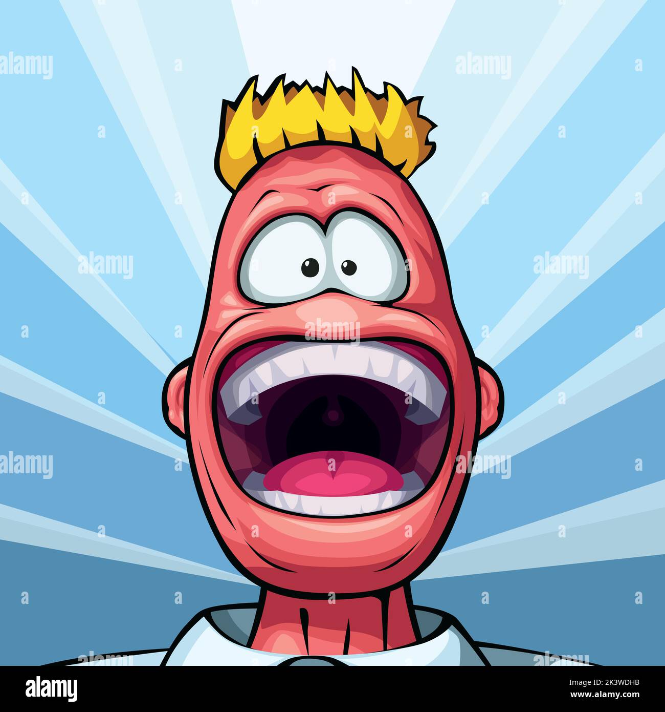 cute red skin monster screaming front view Stock Vector