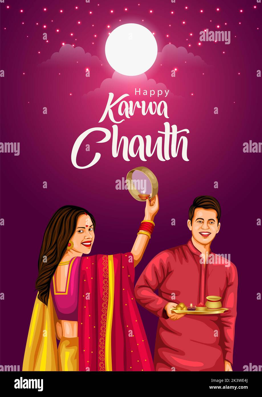 illustration of Indian Hindu Festival happy Karva Chauth background