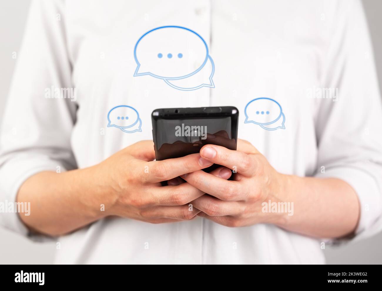 Online communication with messengers. Messeges flow concept. High quality photo Stock Photo