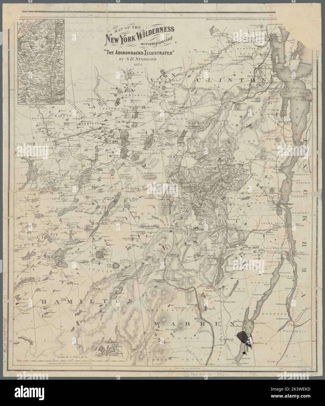 Map of the New York wilderness accompanying "The Adirondacks 