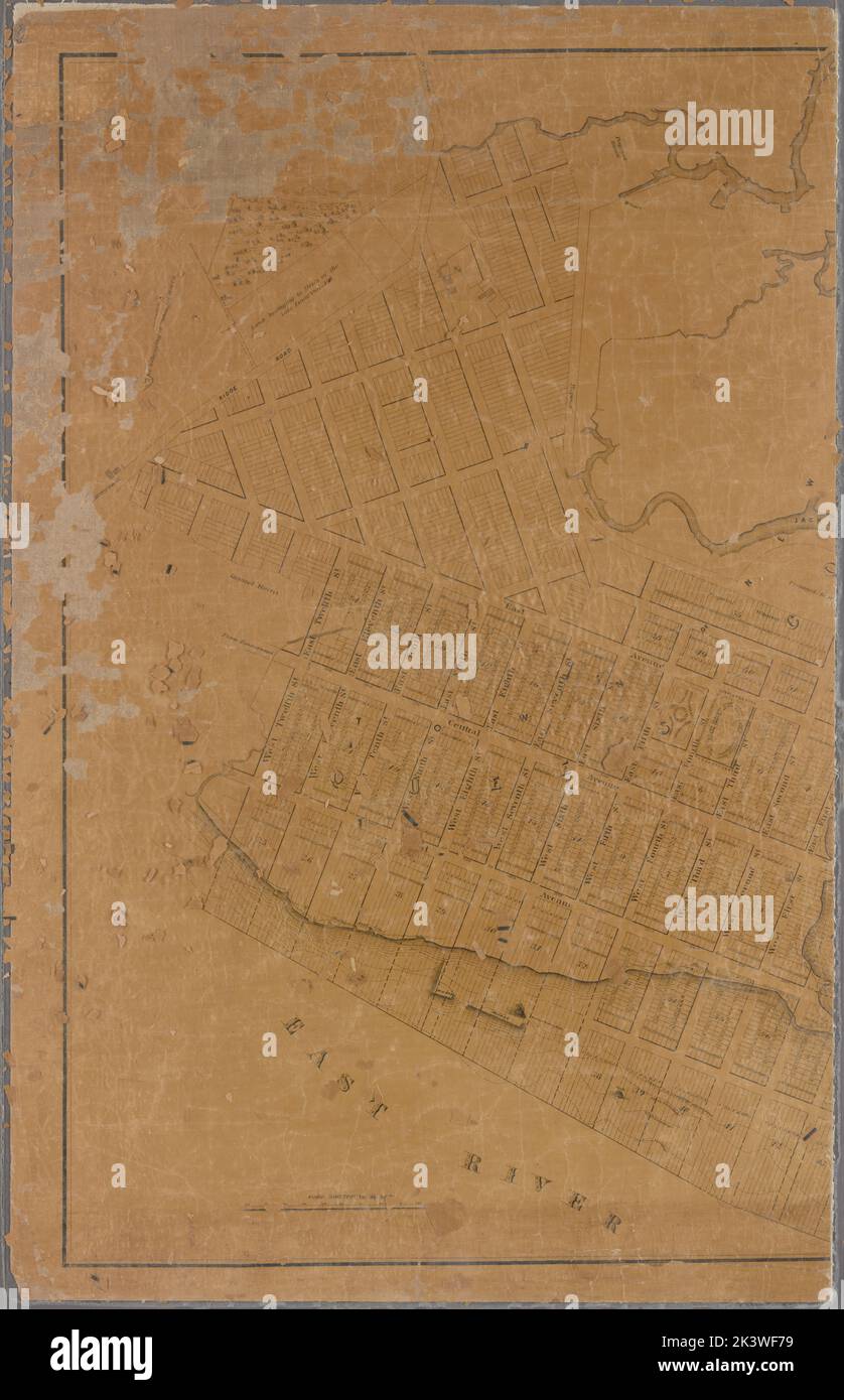 Plan of property situate in the Town of Bushwick, Kings County, town of Newton, Queens County belonging to Mess. Crane & Ely, as subdivided into building lots Cartographic. Maps. 1853. Lionel Pincus and Princess Firyal Map Division. Brooklyn (New York, N.Y.) Stock Photo