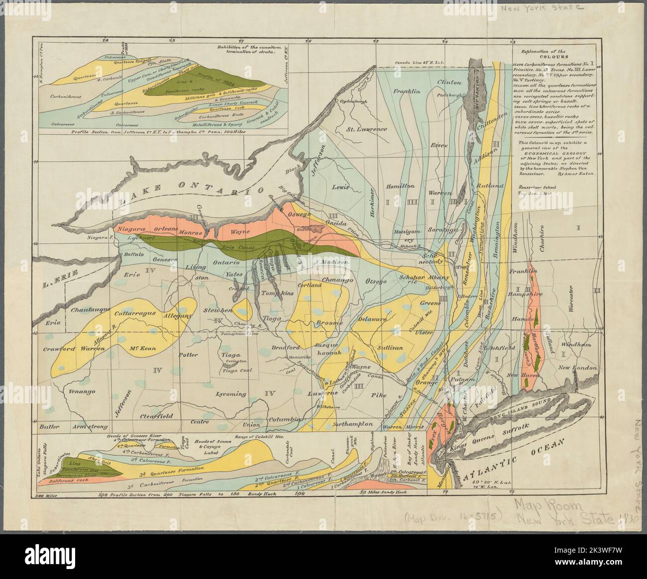 This colour 39 d map exhibits a general - This Colourd Map Exhibits A General View Of The Economical Geology Of New York And Part Of The Adjoining States As Directed By The Honourable Stephen Van Rensselaer Websters And Skinners Cartographic Maps Geological Maps 1830 1830 Lionel Pincus And Princess Firyal Map Division Geology New York State Geology Northeastern States Geology New York State Northeastern States 2K3WF7W 