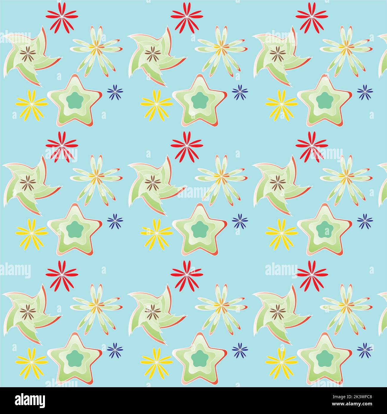 A vibrant colorful seamless abstract star patterned background for ...