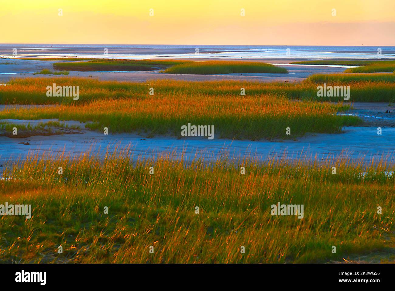 looking towards Cape Cod Bay from the Paine's Creek in Brewster, Massachusetts on Cape Cod, USA Stock Photo