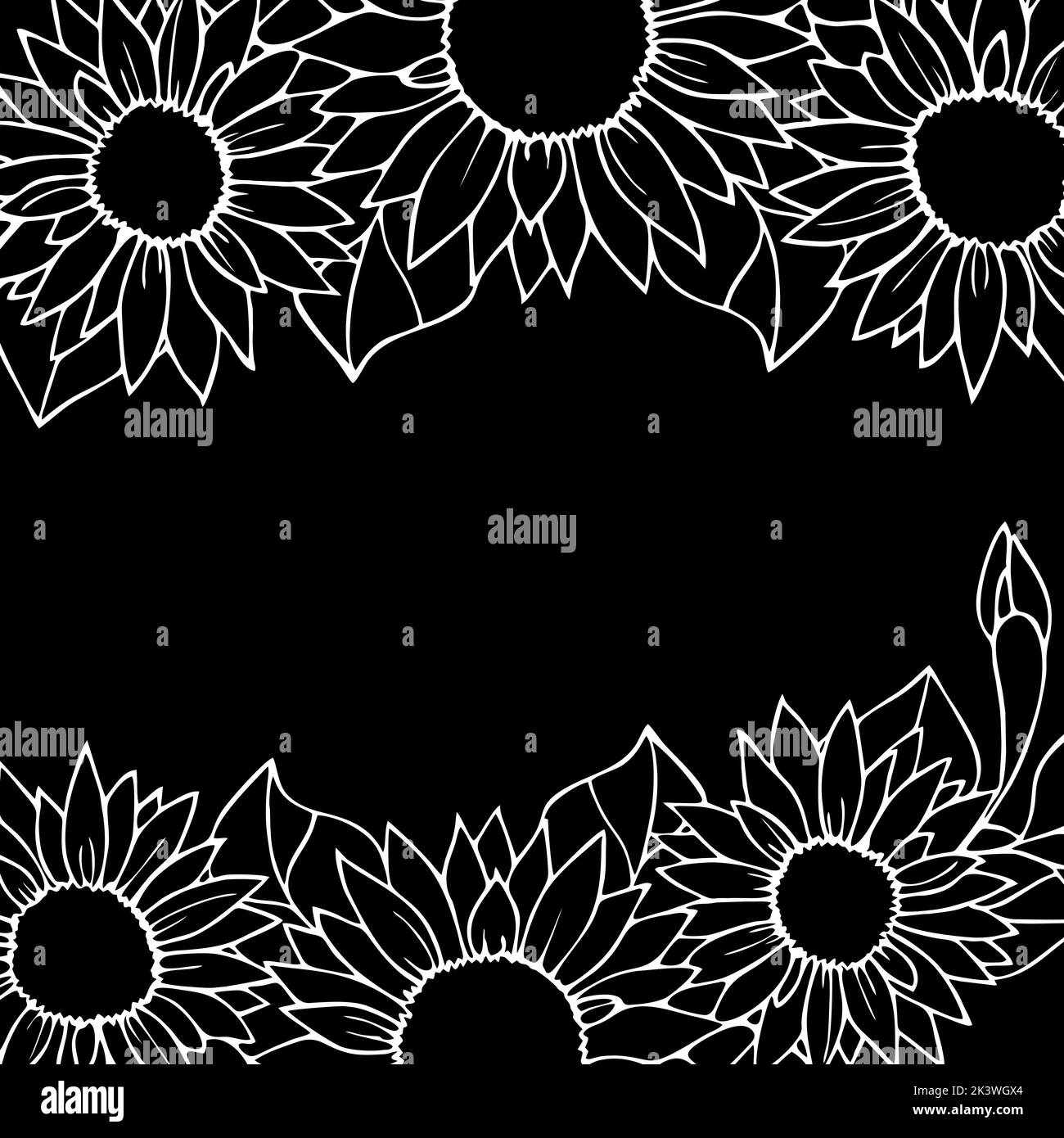 Beautiful peony flowers border Black and White Stock Photos & Images ...
