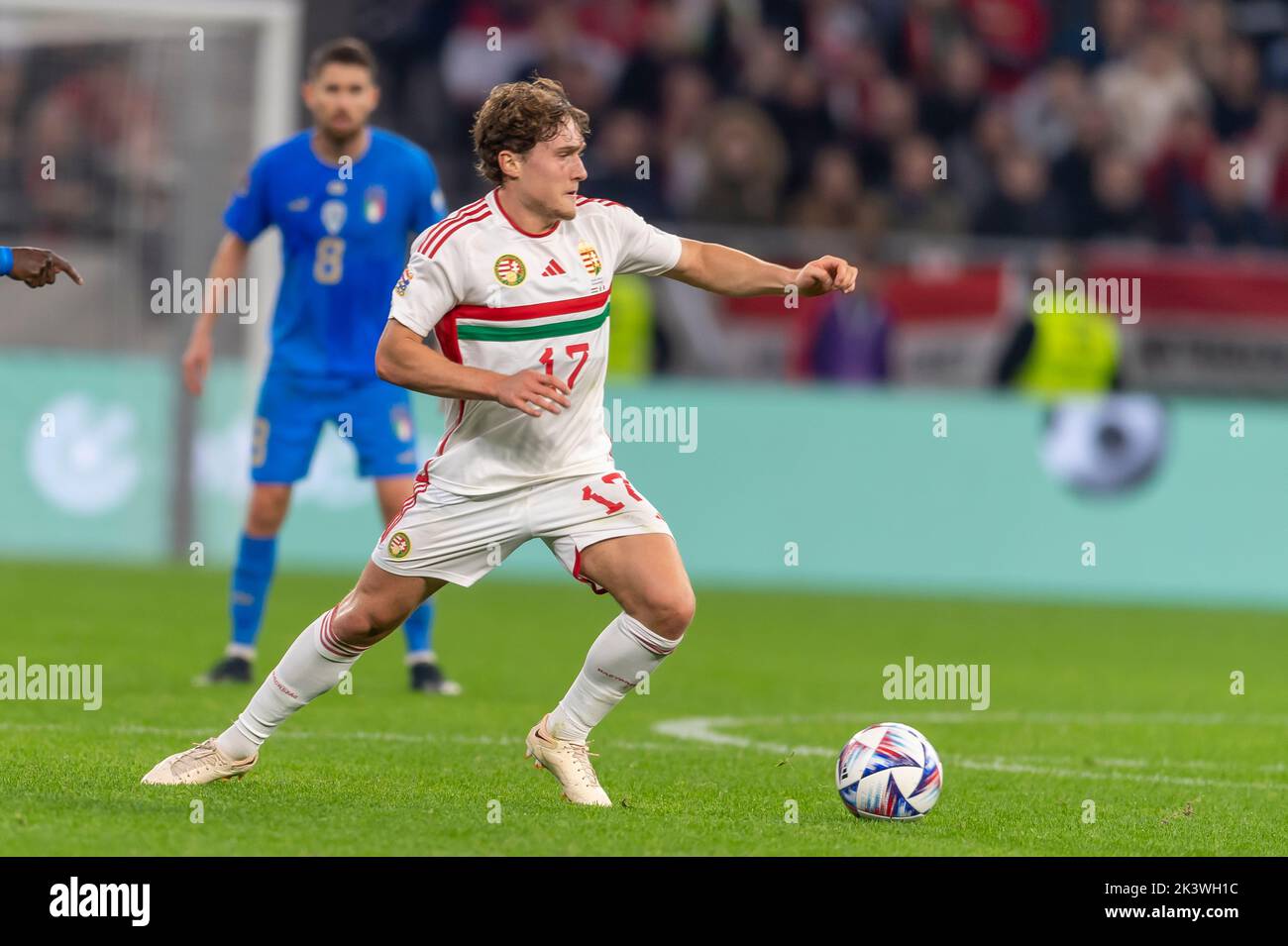 Callum Styles (Hungary) during the UEFA 'Nations League 2022-2023' match between Hungary 0-2 Italy at Puskas Arena on September 26, 2022 in Budapest, Hungary. Credit: Maurizio Borsari/AFLO/Alamy Live News Stock Photo
