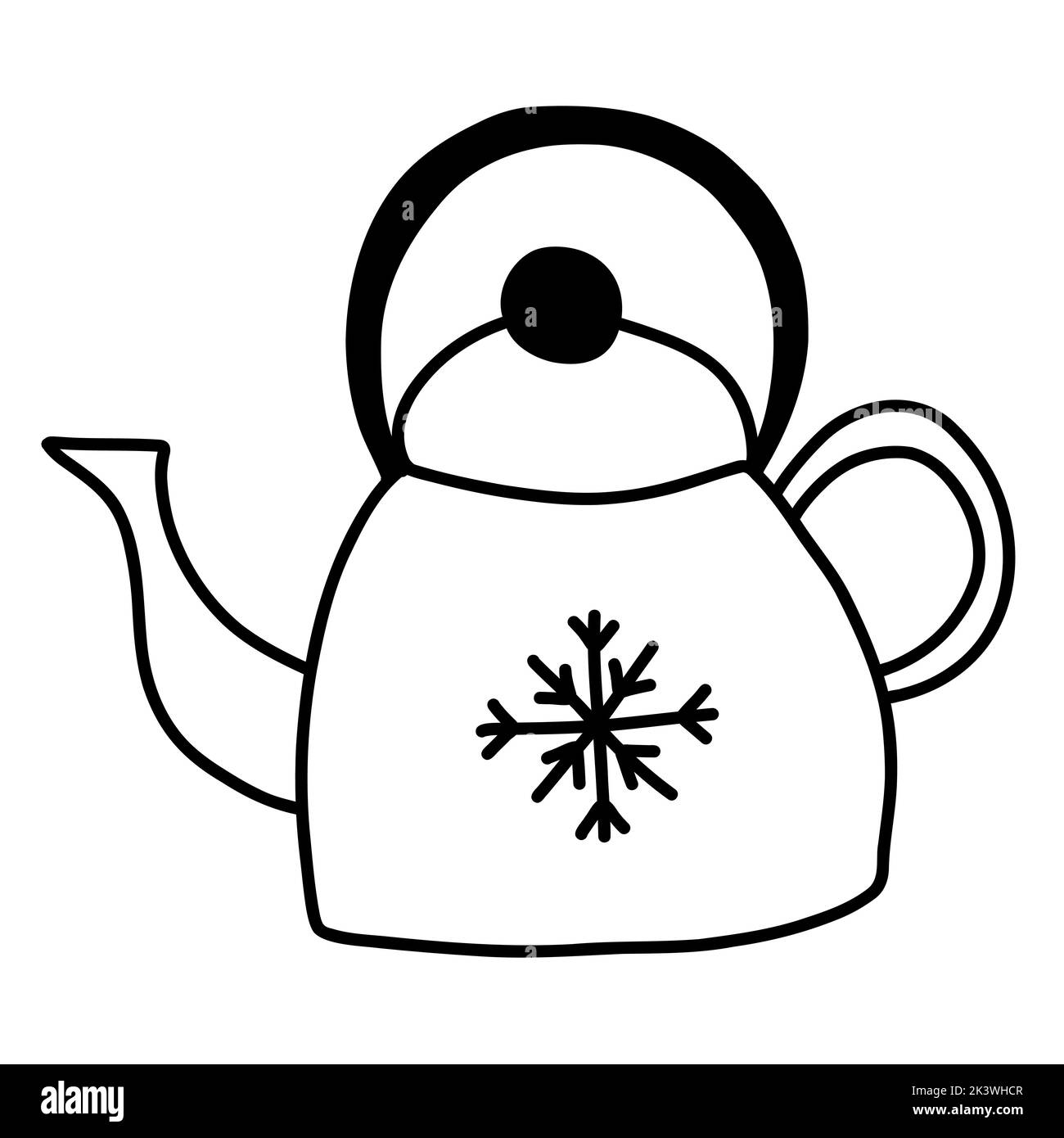 Hand drawn doodle teapots with snowflake in vector format for web, print, or advertising use. Stock Vector