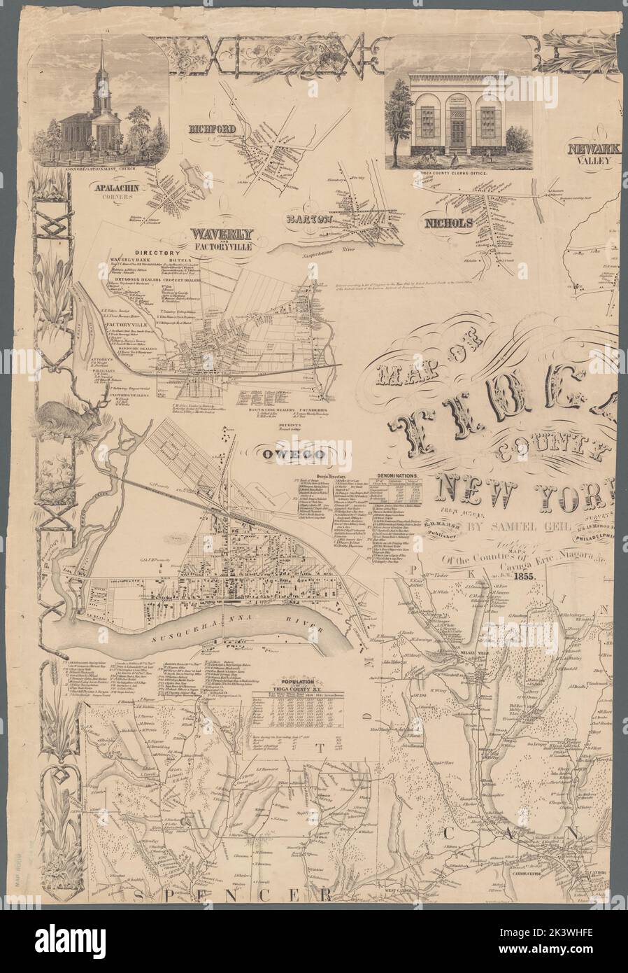 Map of Tioga County, New York from actual surveys Cartographic. Maps