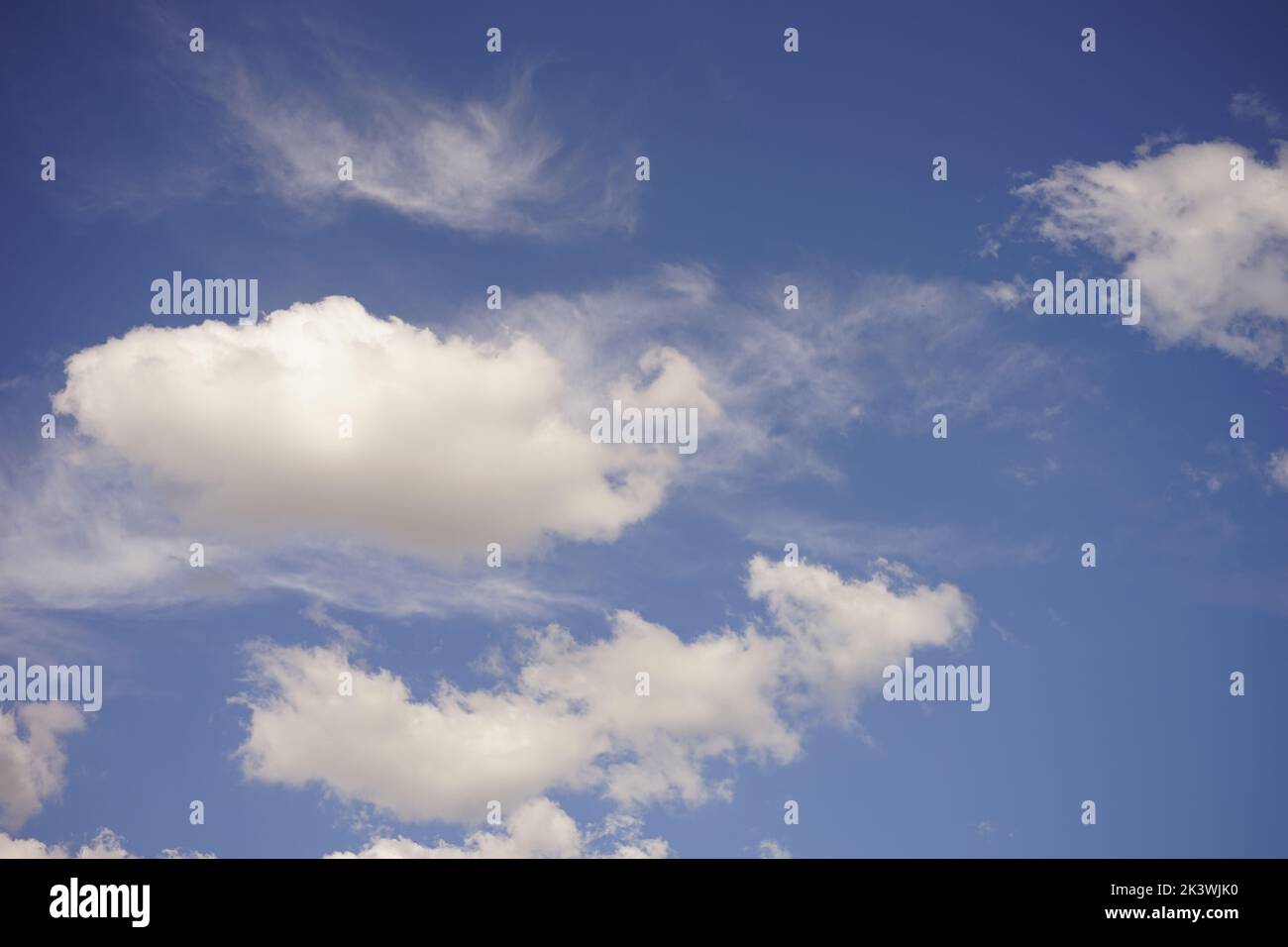 Summer background lovely blue sky with white fluffy clouds Stock Photo ...