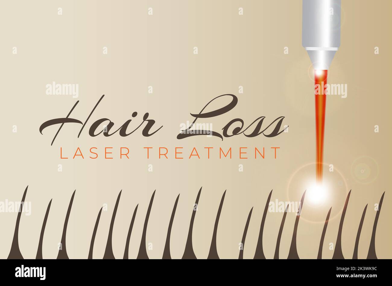 Hair Loss Treatment Illustration with Laser Stock Vector