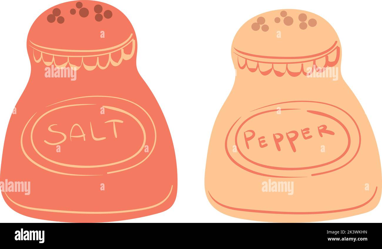 Salt and pepper shakers. Scandinavian kitchen ceramics isolated on