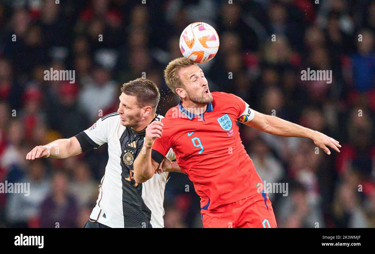 Niklas Süle, DFB 15  compete for the ball, tackling, duel, header, zweikampf, action, fight against Harry KANE, England 9   in the UEFA Nations League 2022 match  ENGLAND - GERMANY   in Season 2022/2023 on Sept 26, 2022  in London, Great Britain.  © Peter Schatz / Alamy Live News Stock Photo