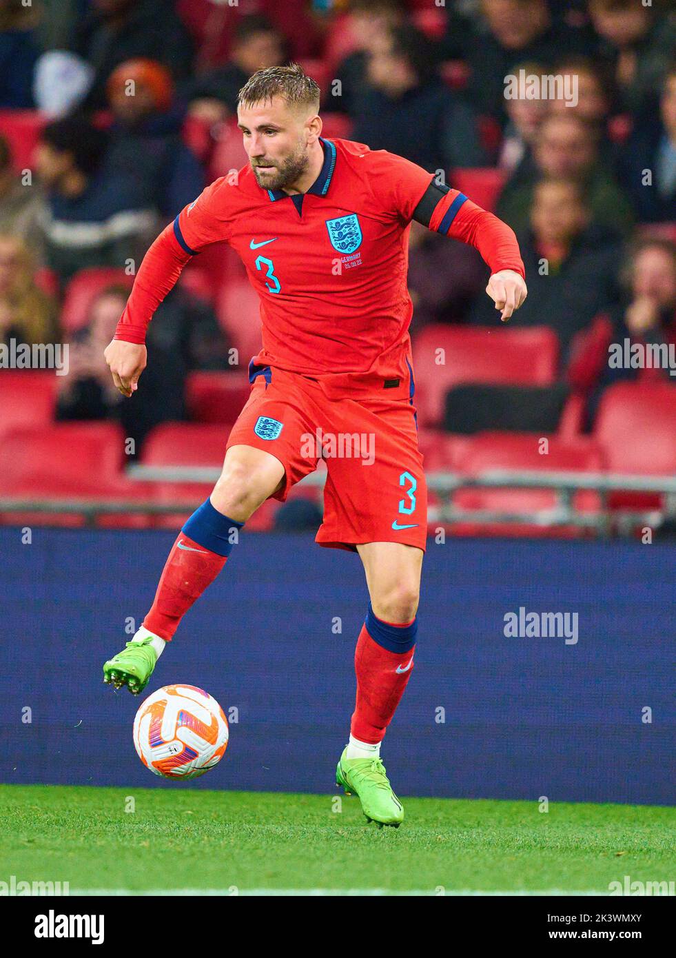 Luke Shaw, England 3  in the UEFA Nations League 2022 match  ENGLAND - GERMANY 3-3  in Season 2022/2023 on Sept 26, 2022  in London, Great Britain.  © Peter Schatz / Alamy Live News Stock Photo
