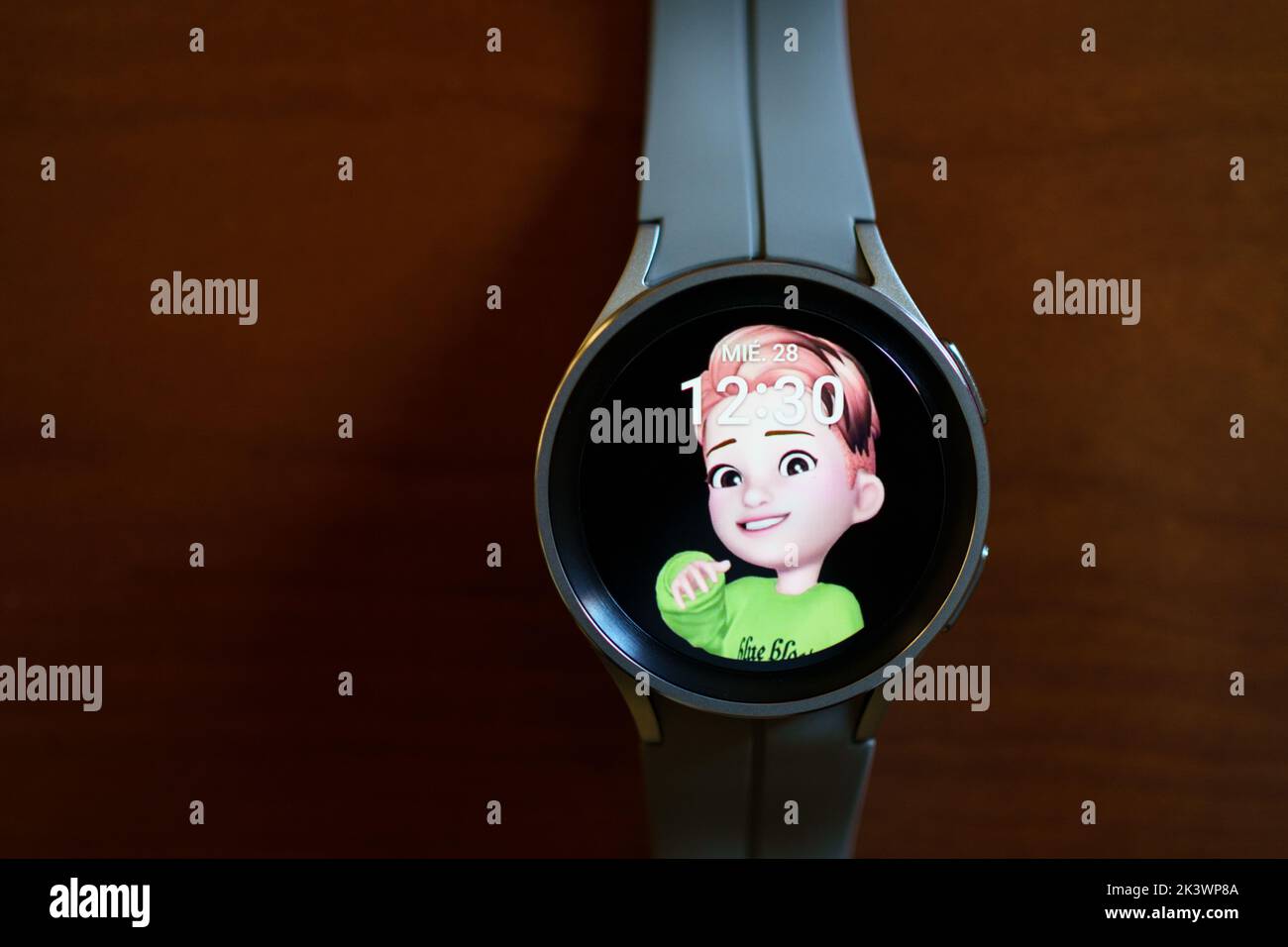 Granada, Andalusia, Spain - September 28, 2022: New Samsung Watch 5 Pro with watch face of AR Emoji Stock Photo