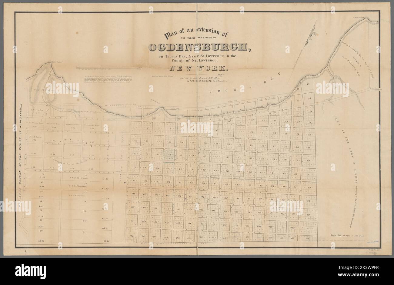 Plan of an extension of the village and harbor of Ogdensburgh on