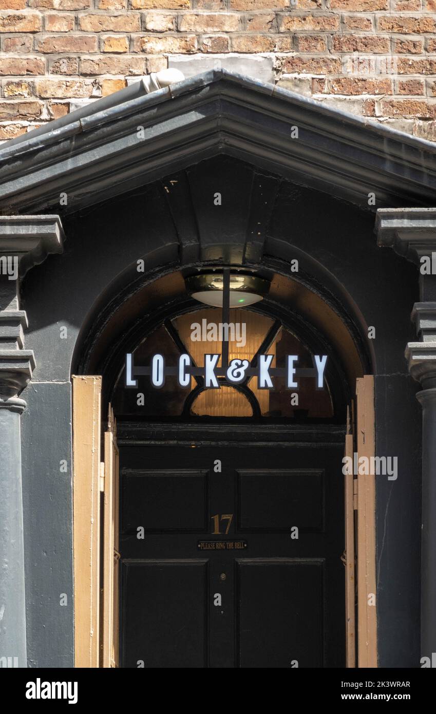 Lock and Key is a 14-bed boutique hotel set within a Grade-II listed Georgian townhouse in the heart of Liverpool city centre Stock Photo
