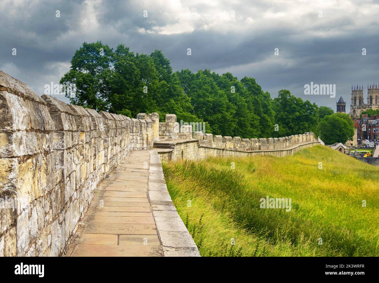 The old Roman wall in York, England Stock Photo