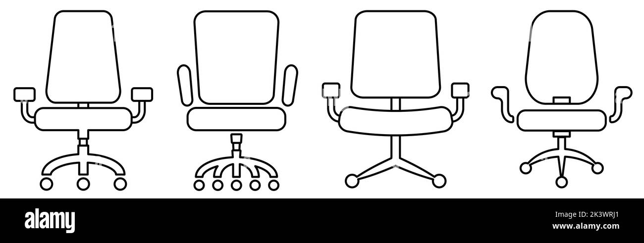 Office chair outline icon set. Vector illustration isolated on white ...