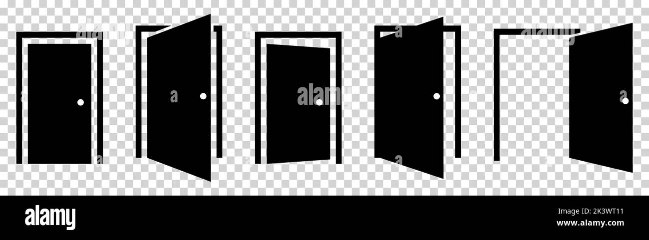 Set of door icons. Vector illustration isolated on transparent background Stock Vector