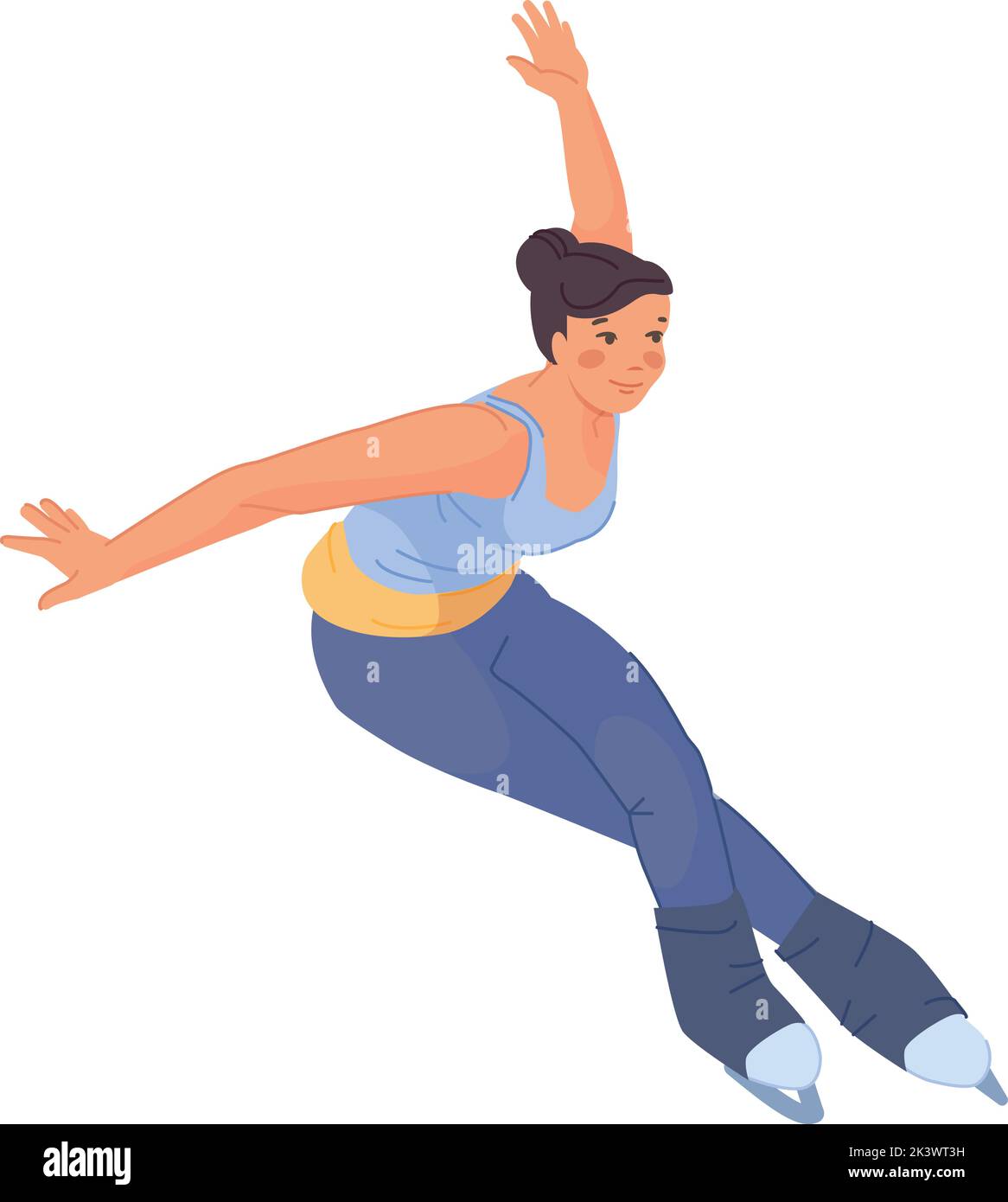 Woman ice skating. Sportsman doing figure pose isolated on white