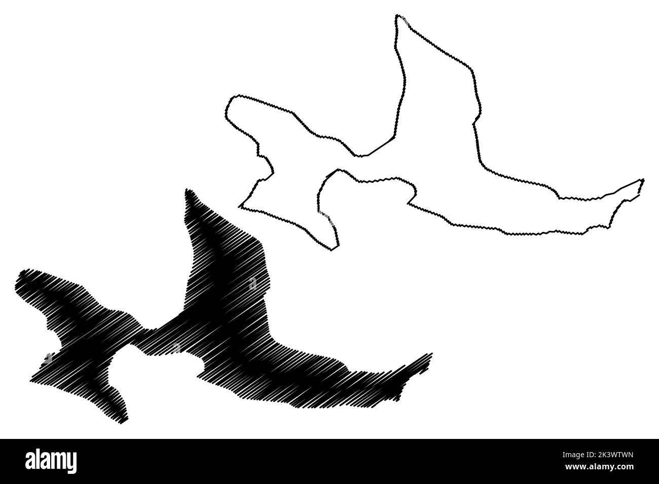 Emirau island (New Guinea, Pacific Ocean, Bismarck Archipelago, Mussau or St Matthias Islands) map vector illustration, scribble sketch Emira map Stock Vector