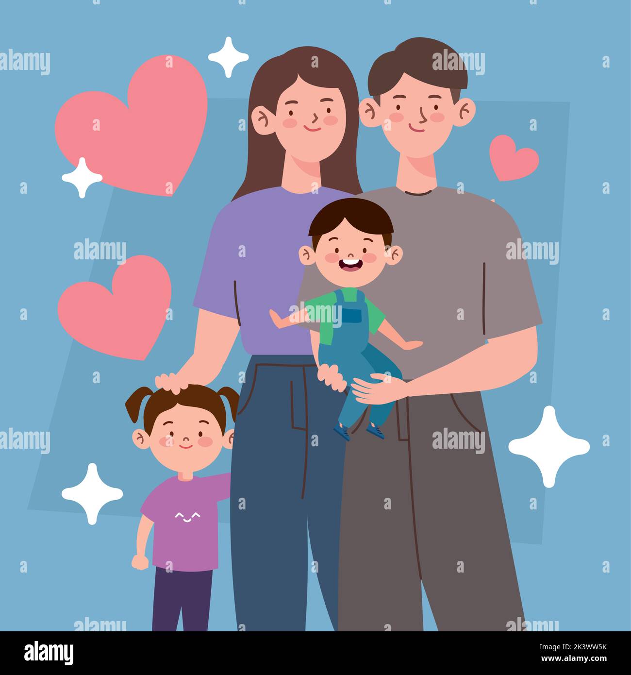 korean family with hearts Stock Vector Image & Art - Alamy