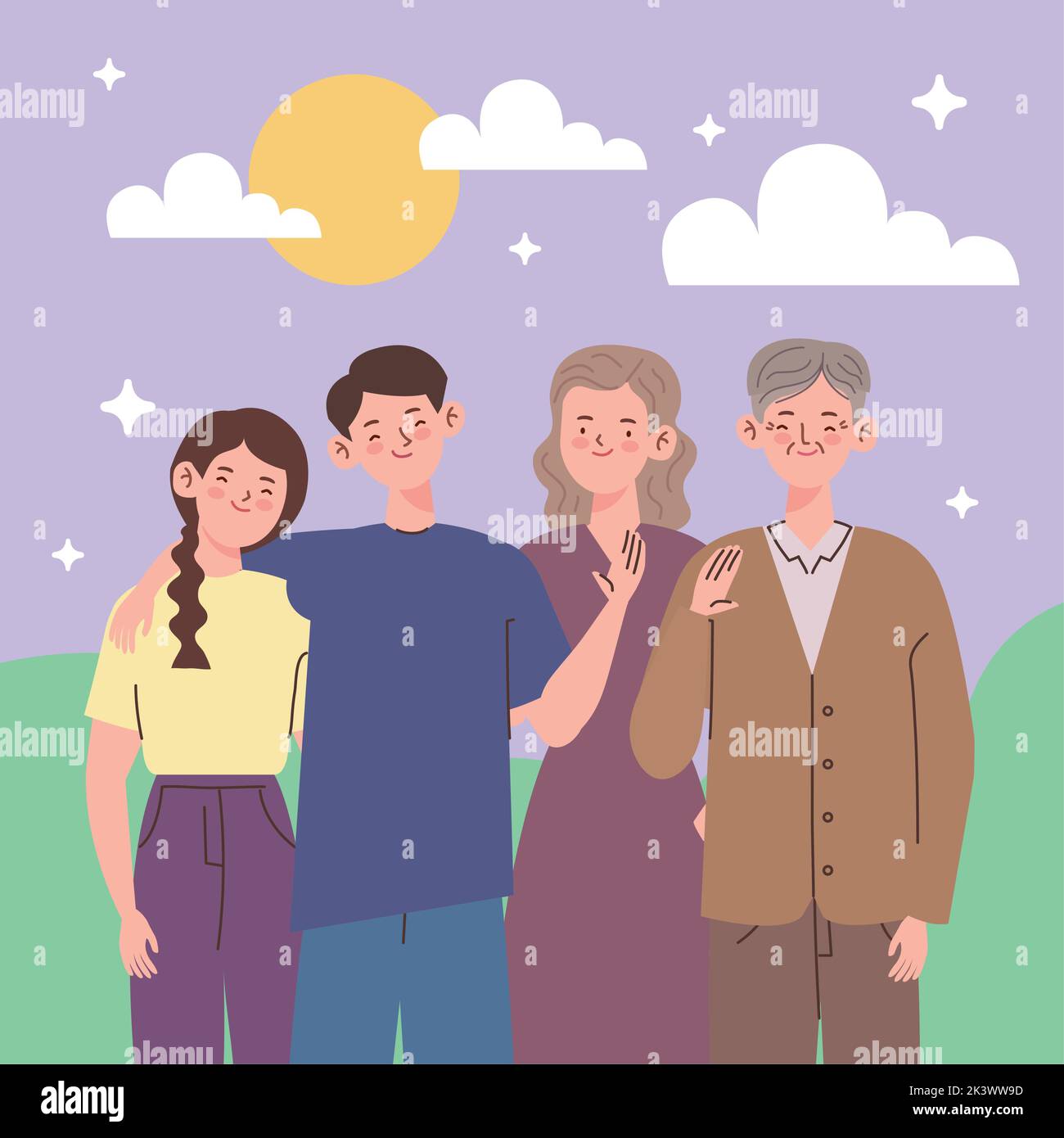 four korean family members in camp Stock Vector Image & Art - Alamy