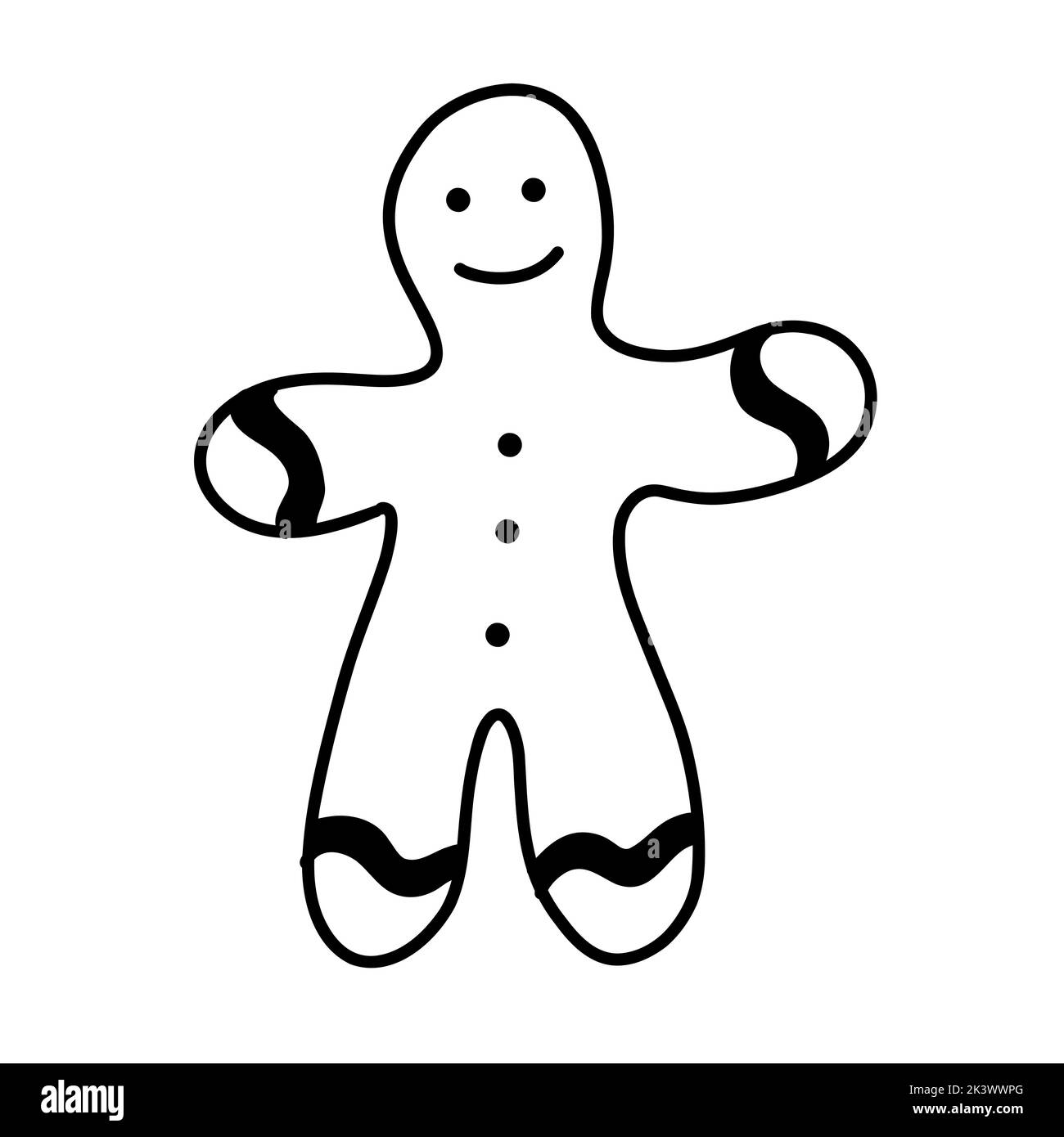 Hand drawn doodle of Christmas gingerbread man in vector format for web, print, or advertising use. Stock Vector