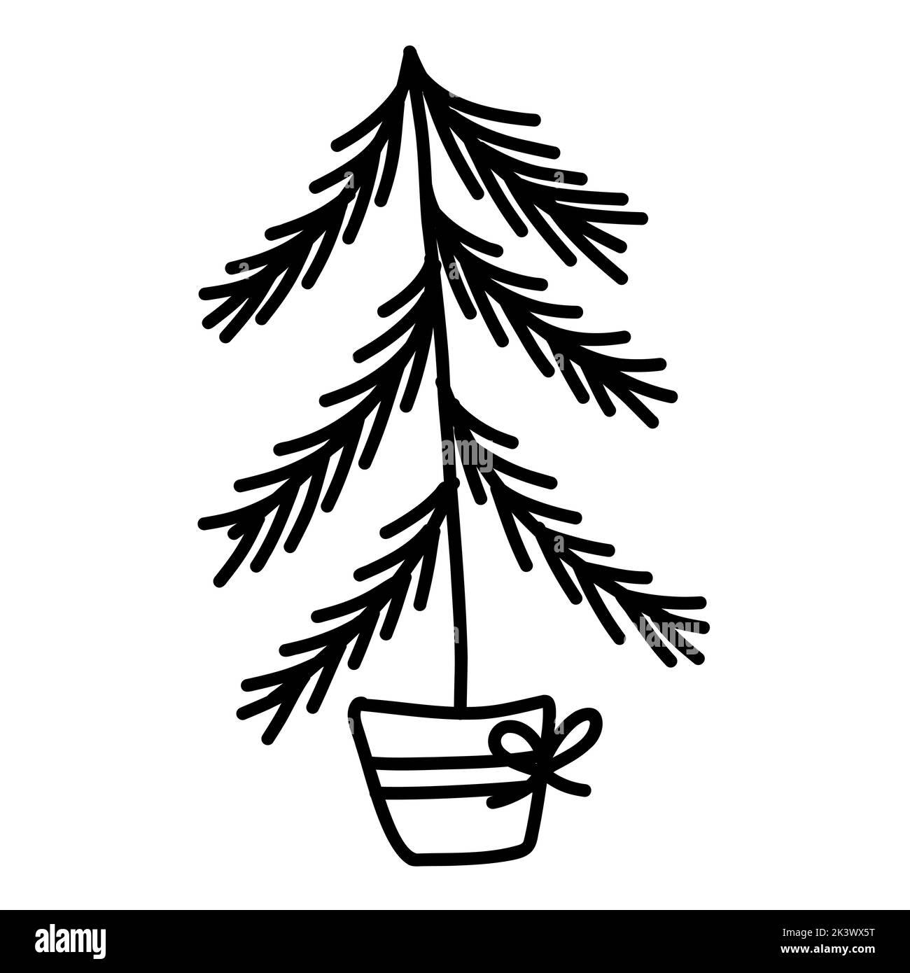 Hand drawn doodle Christmas tree in vector format for web, print, or advertising use. Stock Vector