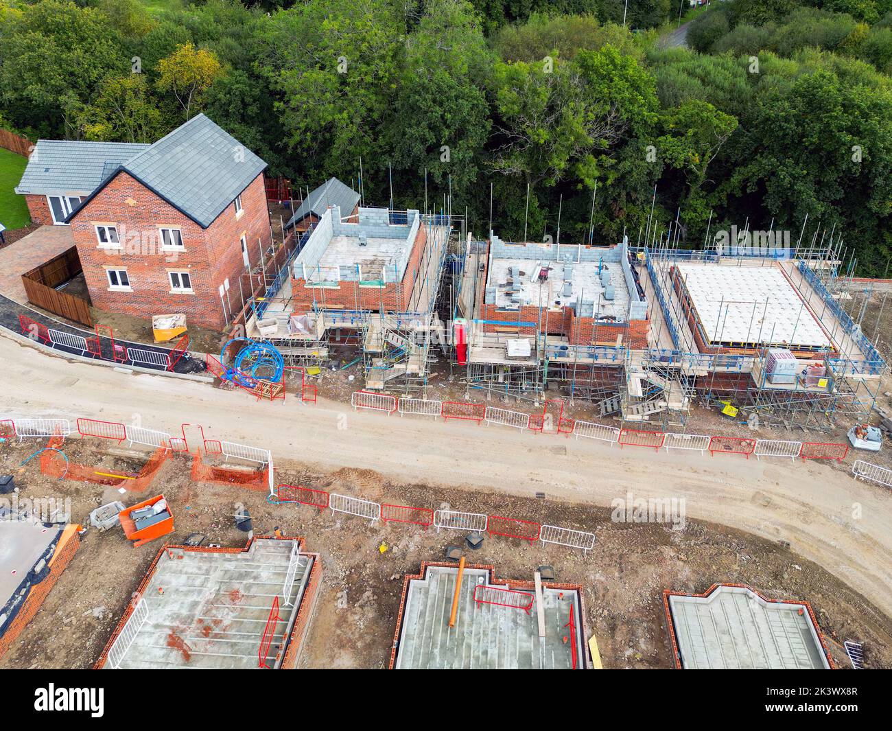 Pontypridd, Wales August 2022 Aerial view of the early stages of a