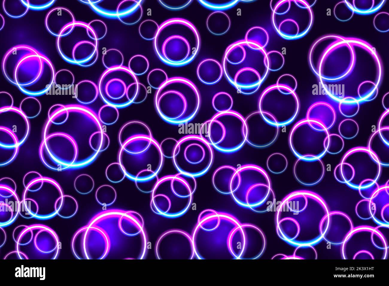 Purple and blue floating neon cricles seamless pattern Stock Vector