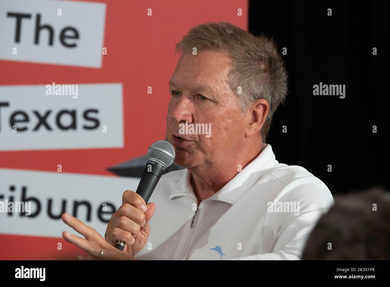 Former governor of Ohio JOHN KASICH leads a panel during an interview session at the annual Texas Tribune Festival in downtown Austin on September 24, 2022.  Kasich ran for president in 2016 in the GOP primary. Stock Photo