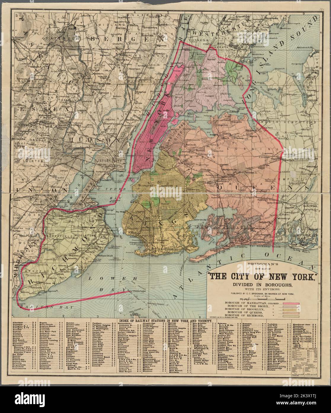 The City of New York, divided into boroughs, with its environs. Index