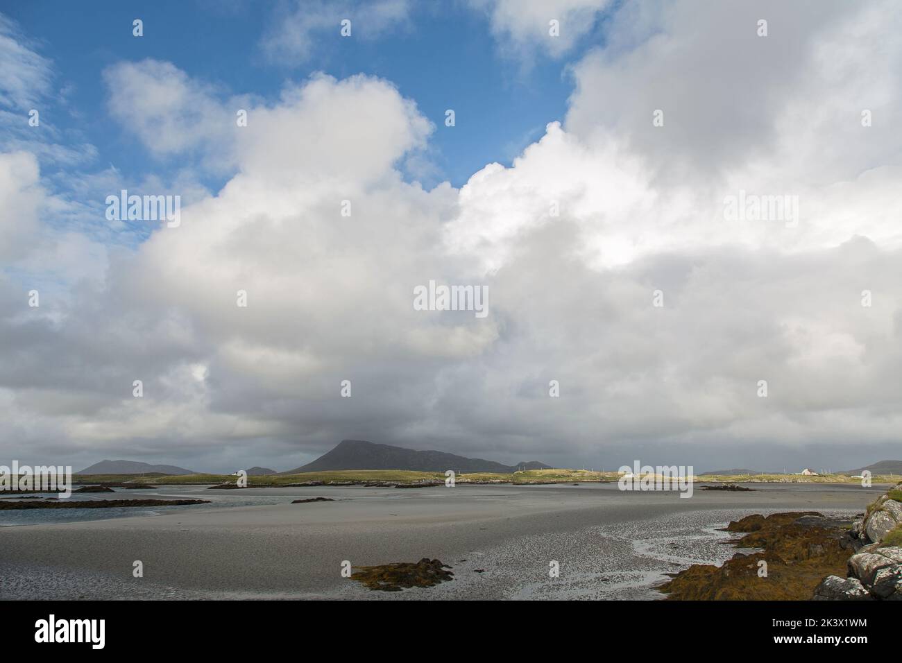 Oitir Mhór and Lee Mountains, Uist, North Uist, Hebrides, Outer Hebrides, Western Isles, Scotland, United Kingdom, Great Britain Stock Photo