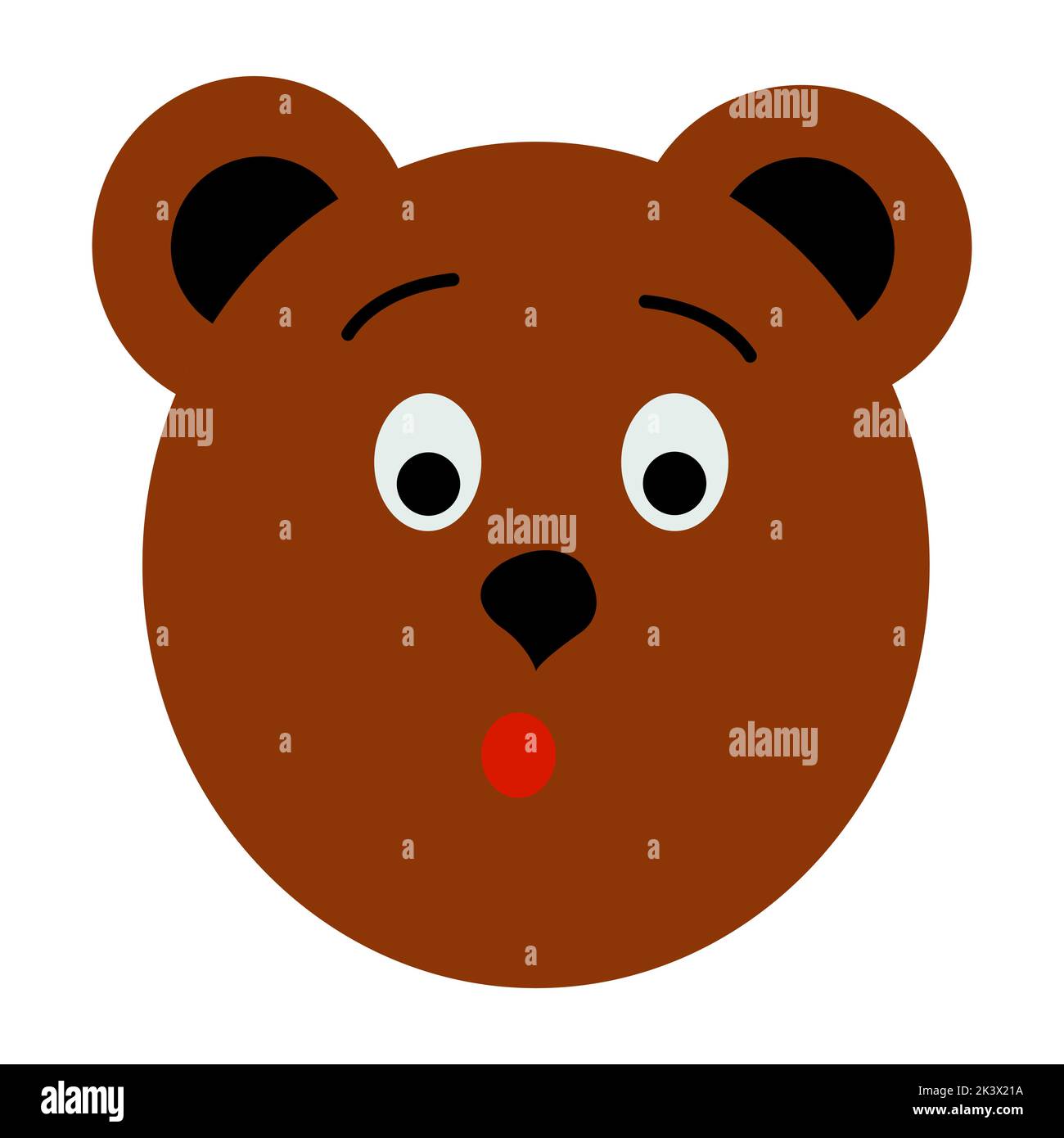 Vector illustration of bear head in cartoon flat childish style wild