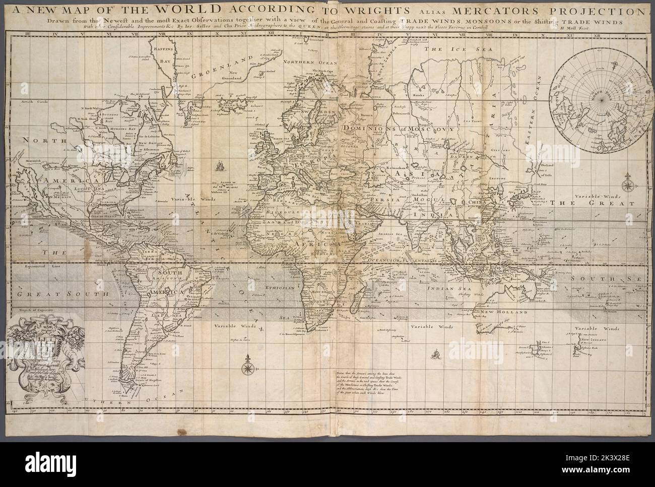 A new map of the world according to Wrights alias Mercators projection &c. : drawn from the 