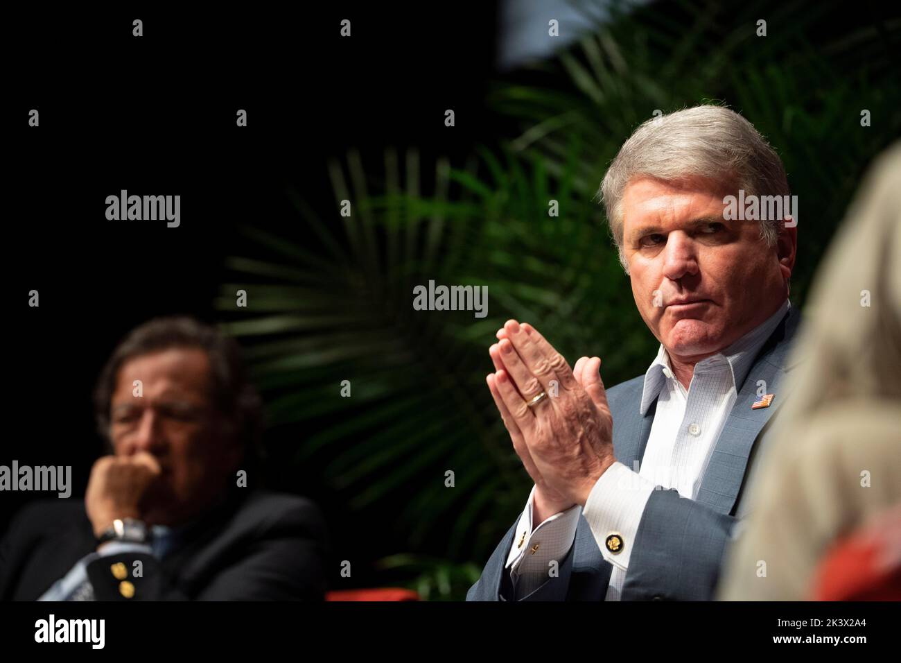 Texas Republican congressman MICHAEL MCCAUL speaks during an interview session at the annual Texas Tribune Festival in downtown Austin on September 24, 2022. McCaul, who represents Texas' 10th District, is on the Foreign Affairs Committee. Stock Photo