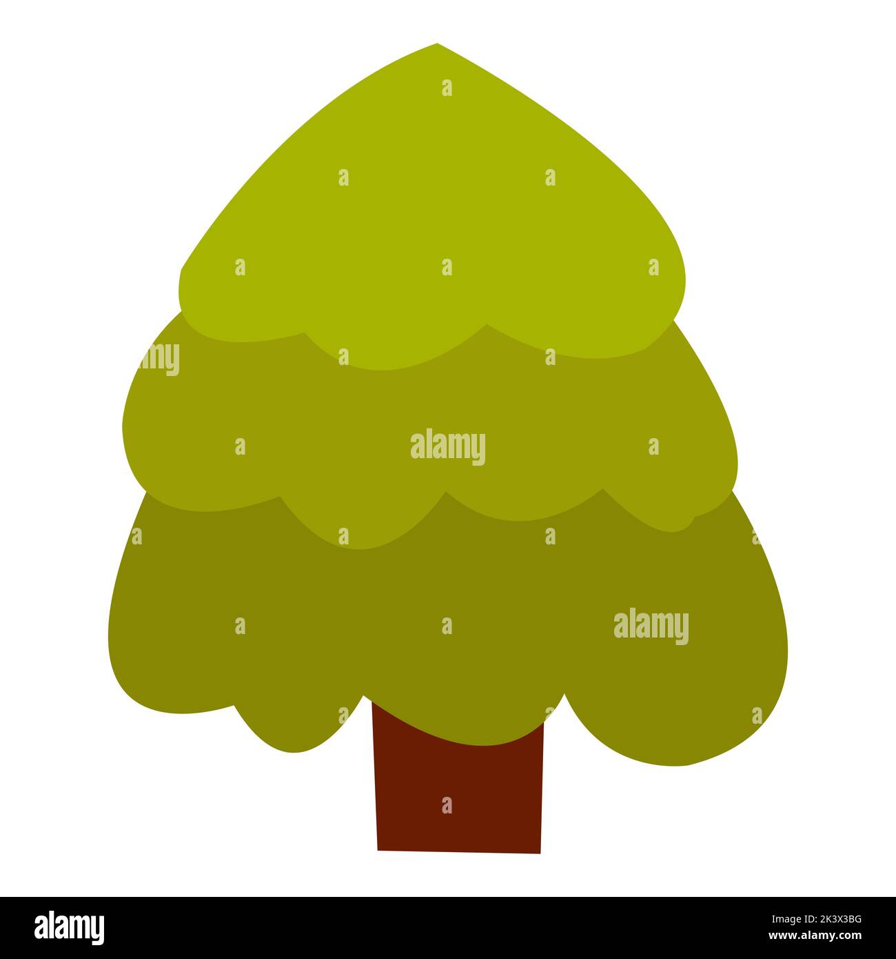 Vector illustration of christmas tree in cartoon flat childish style