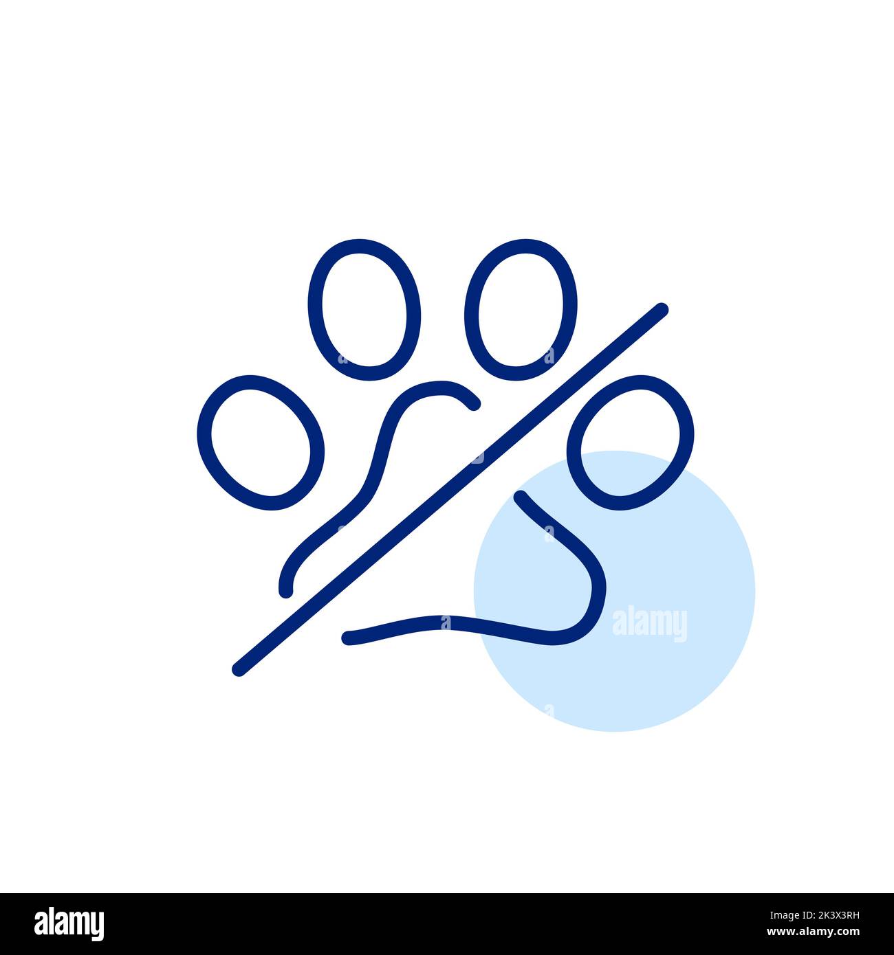 No pets allowed hotel and store icon. Crossed paw in a circle. Pixel