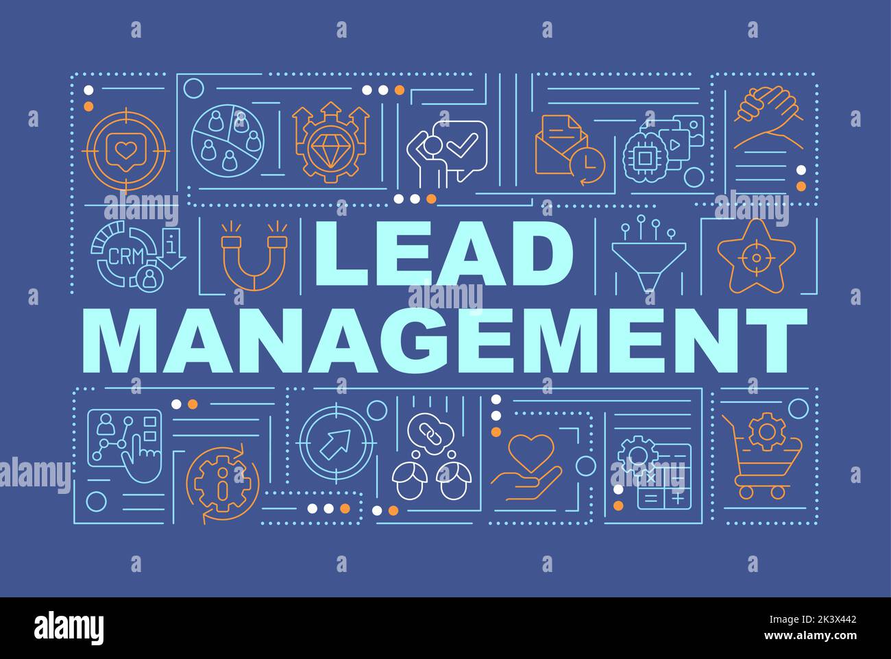Lead management process word concepts dark blue banner Stock Vector