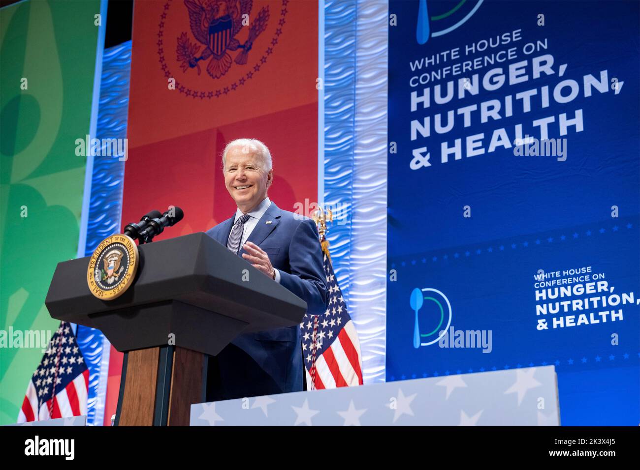 Washington, United States. 28th Sep, 2022. U.S. President Joe Biden, delivers remarks at the first White House Conference on Hunger, Nutrition, and Health, at the Ronald Reagan Building, September 28, 2022, in Washington, DC Credit: Adam Schultz/White House Photo/Alamy Live News Stock Photo