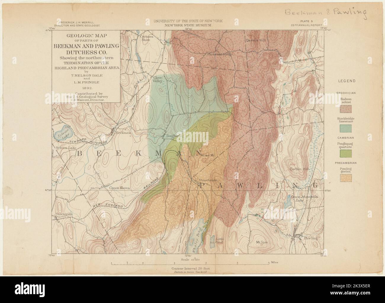 Geologic map of parts of Beekman and Pawling, Dutchess Co showing the