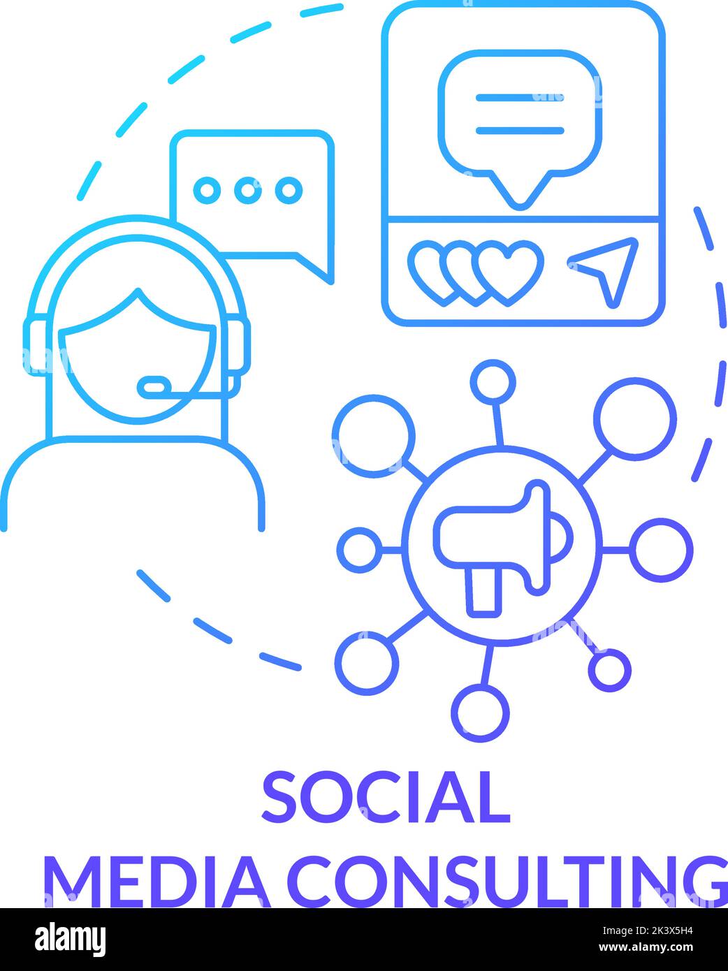 Social media consulting blue gradient concept icon Stock Vector