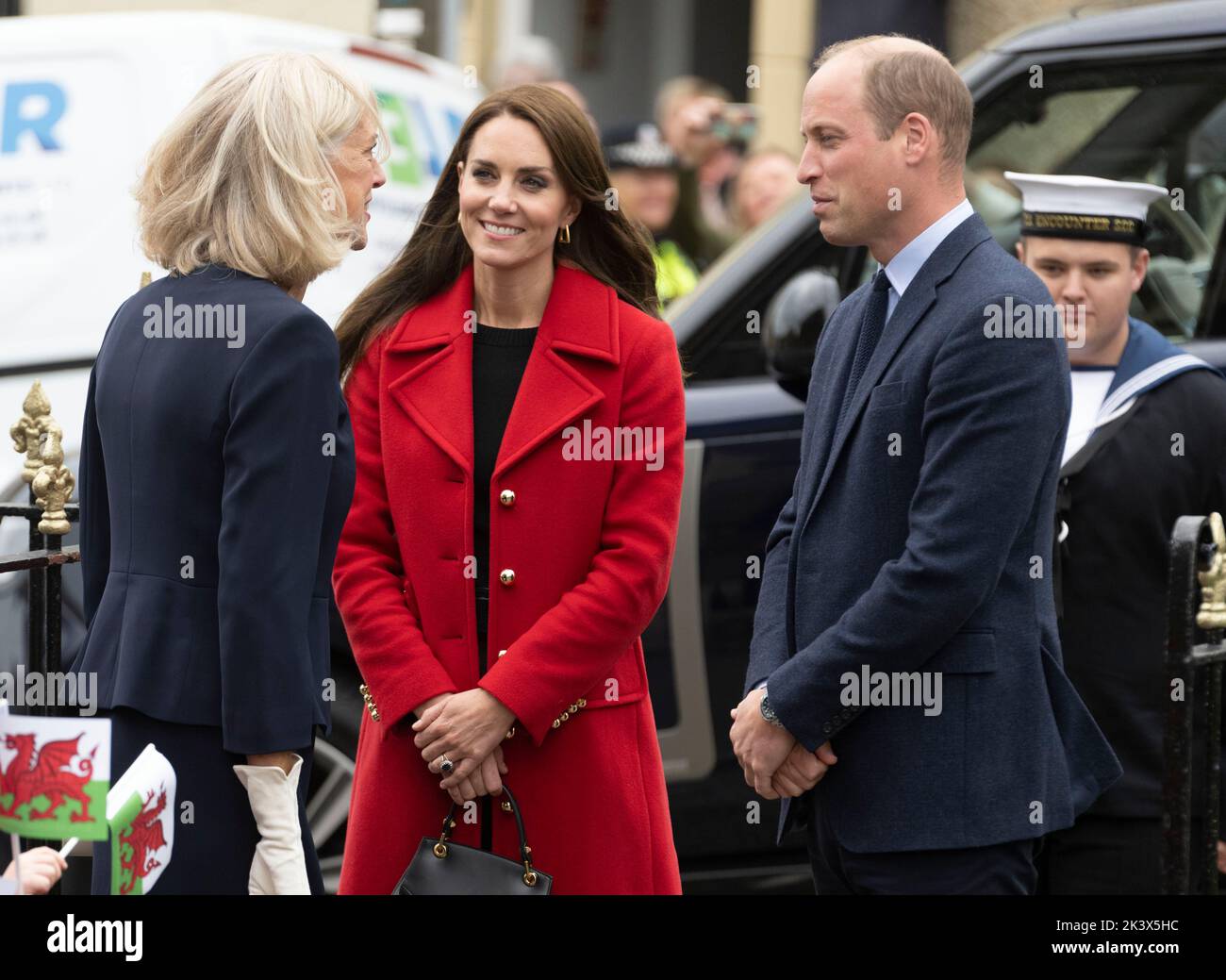 Swansea, Wales, UK. 27 September, 2022.  Prince William, Prince of Wales and Catherine, Princess of Wales visit St Thomas Church in Swansea , which ha Stock Photo