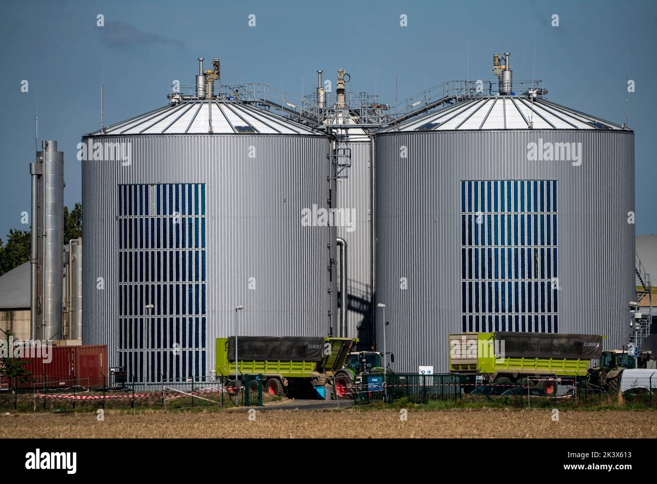 RWE biogas plant Bergheim-Paffendorf, here crops from regional agriculture, whole plant, grass and maize silage, green rye, sugar beet and lucerne, ar Stock Photo