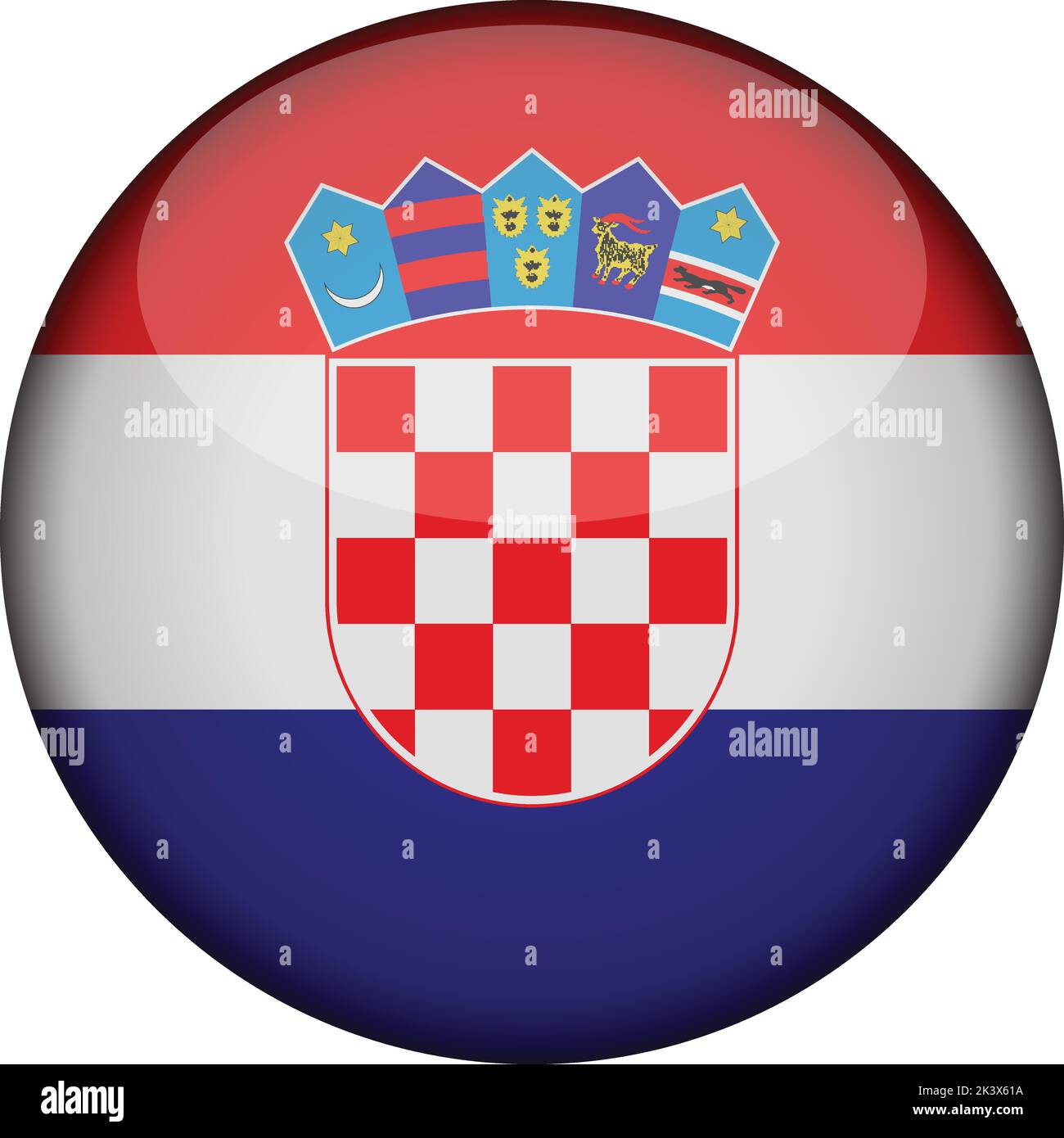 croatia Flag in glossy round button of icon. croatia emblem isolated on white background. National concept sign. Independence Day. Vector illustration Stock Vector