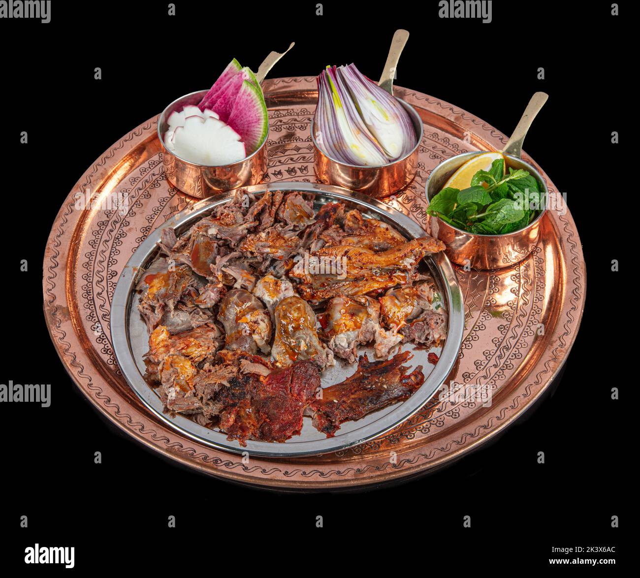 Turkey national cuisine dish Roasting lamb with meat. Roasted head of