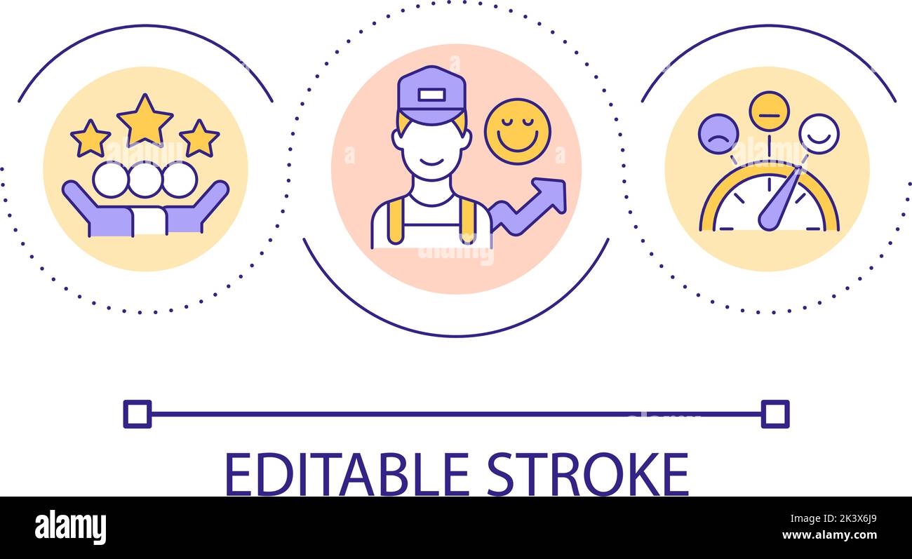 Smiling in customer service loop concept icon Stock Vector