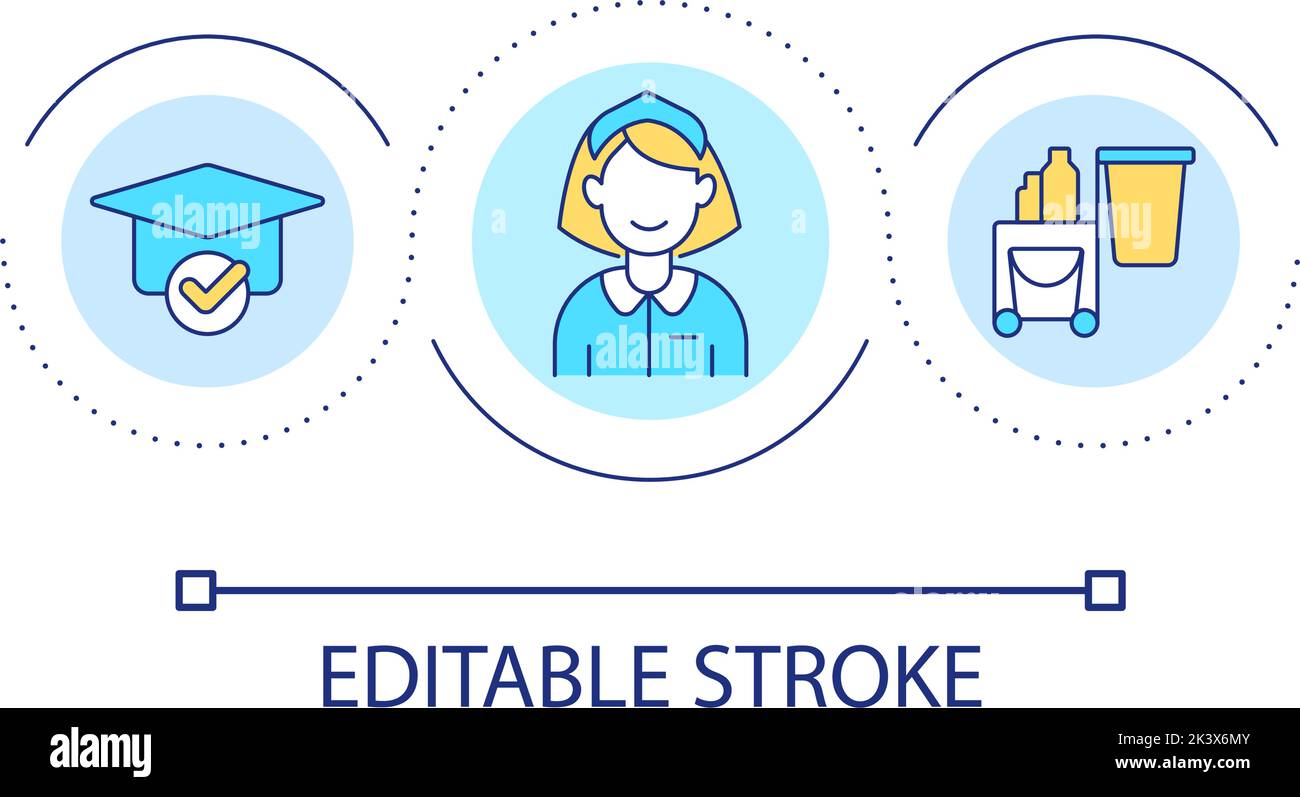 Hiring housekeeping staff in hotel loop concept icon Stock Vector Image