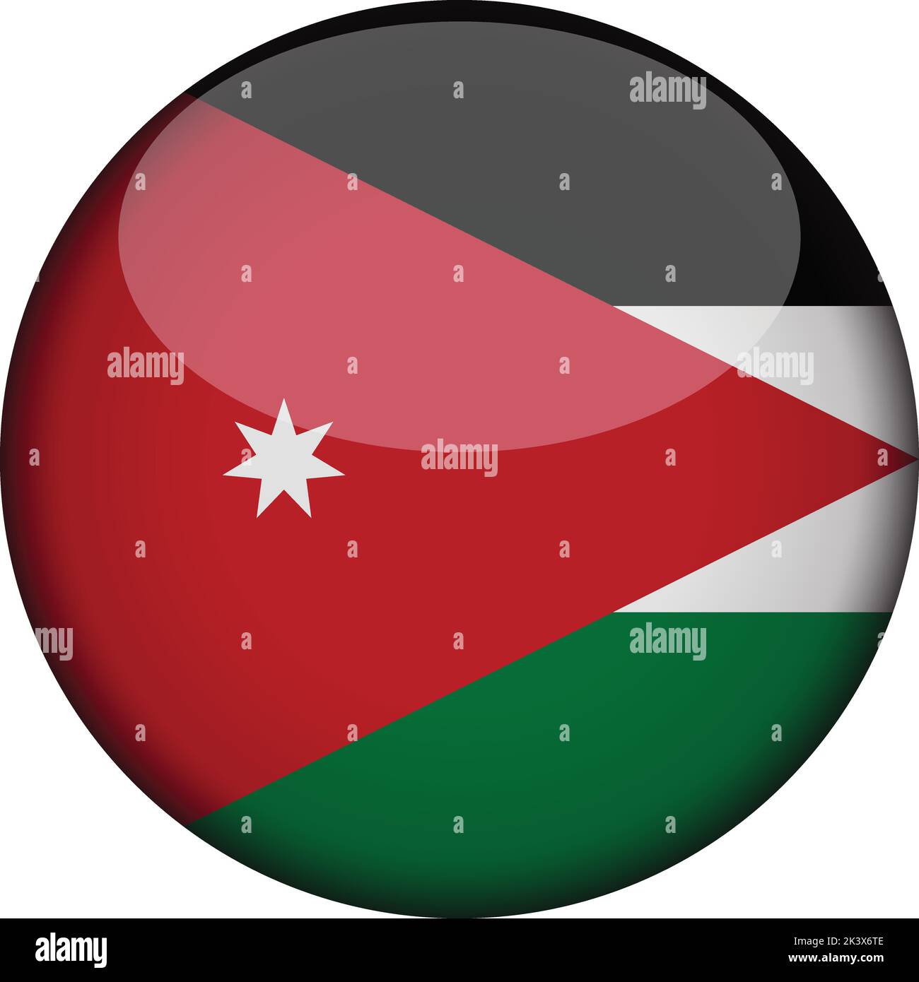 jordan Flag in glossy round button of icon. jordan emblem isolated on